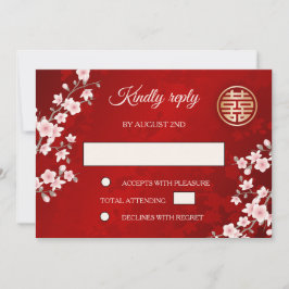 Dusty PInk Cherry Blossom Red UAWG Chinese Wedding Einladung