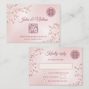 Dusty PInk Cherry Blossom RSVP Mariage chinois