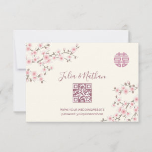 Dusty PInk Cherry Blossom RSVP Mariage chinois