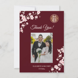 Dusty Pink Cherry Blossom Wedding Vielen Dank Dankeskarte