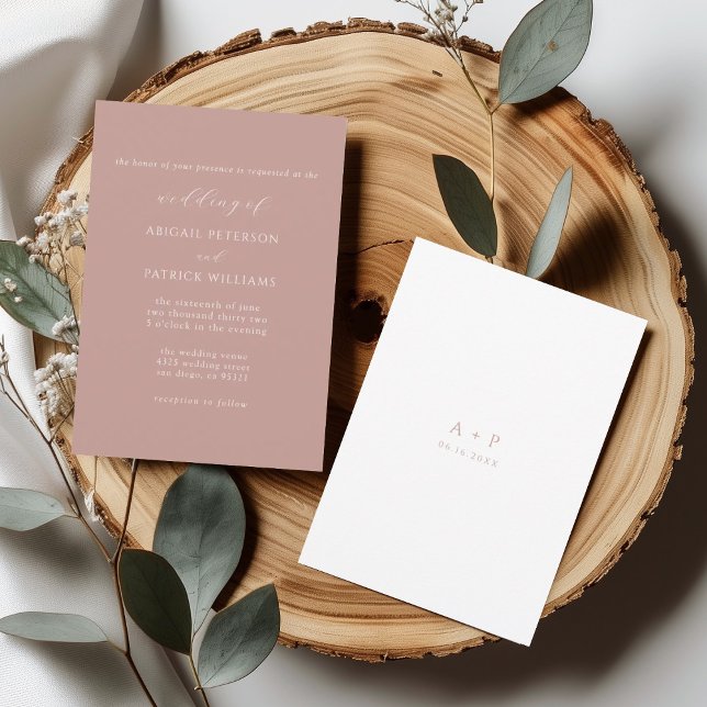 Dusty Pink Classic Minimal Wedding Einladung (Von Creator hochgeladen)