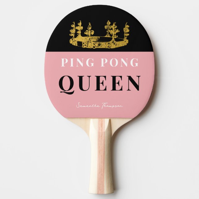 Dusty Pink Crown Table Tennis Queen Glam Custom Tischtennis Schläger (Vorderseite)