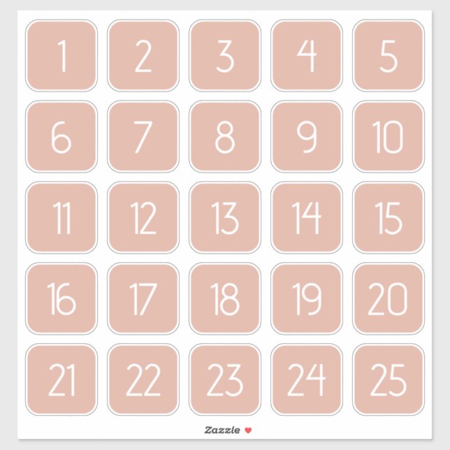 Dusty Pink Customizable Square Number Stickers  Aufkleber (Blatt)