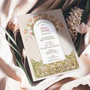 Dusty Pink Daisies Brautparty Jugendstil Einladung