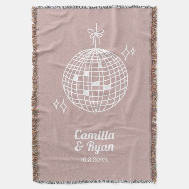 Dusty Pink Disco Ball Hochzeitstag Blanket Decke (Vorderseite Vertikal)