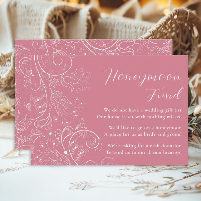 Dusty Pink Elegant Floral Wedding Honeymoon Fund Begleitkarte (Von Creator hochgeladen)