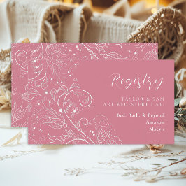 Dusty Pink Elegant Floral Wedding Registry Begleitkarte