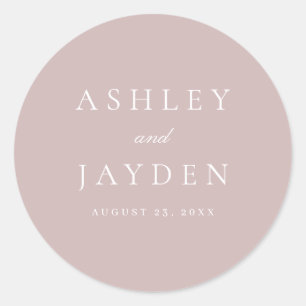 Dusty Pink Elegant Moderne Hochzeit Runder Aufkleber