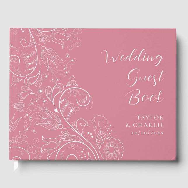 Dusty Pink Elegante Blumenhochzeit Gästebuch (Vorderseite)