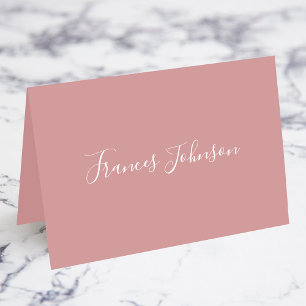 Dusty Pink Elegante Platzkarten mit vollem Namen Tischnummer