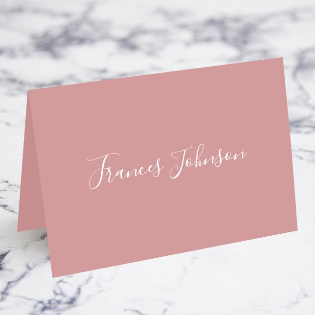 Dusty Pink Elegante Platzkarten mit vollem Namen Tischnummer (Dusty Pink Elegant Full Name Place Cards)
