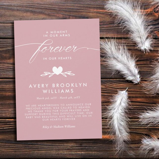 Dusty Pink ewig in unserem Hearts Baby Memorial Einladung (Von Creator hochgeladen)
