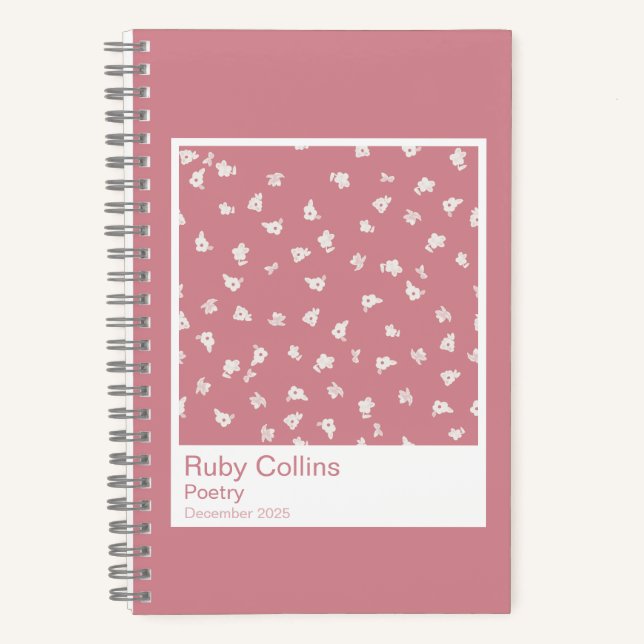 Dusty Pink Floral Aesthetic Notebook Notizbuch (Vorderseite)