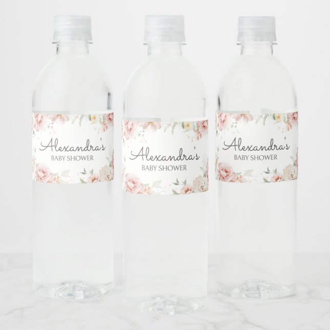Dusty Pink Floral Baby Dusche (Flaschen)