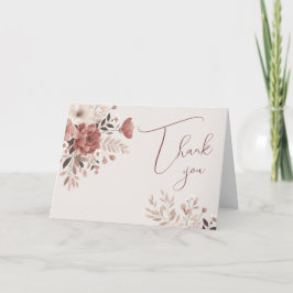 Dusty Pink Floral Boho Wedding Danke-Card Dankeskarte