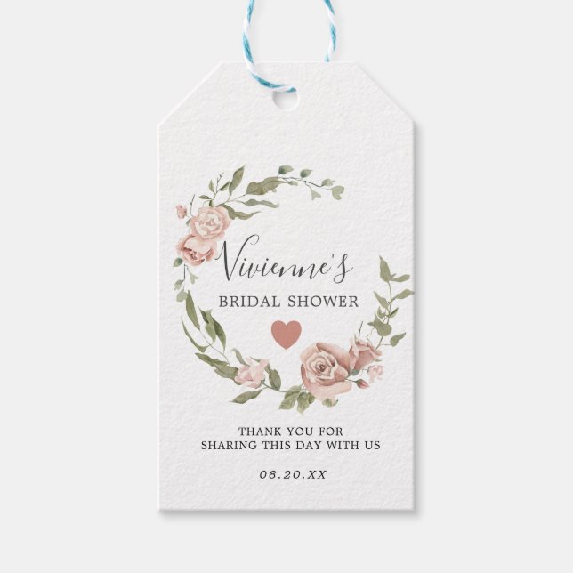 Dusty Pink Floral Brautparty Gevor Geschenkanhänger (Vorderseite)