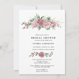 Dusty Pink Floral Bridal Shower Invitation Einladung