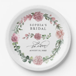 Dusty Pink Floral Bridal Shower Pappteller