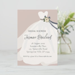 Dusty Pink Floral Bride Gown Brautparty Einladung