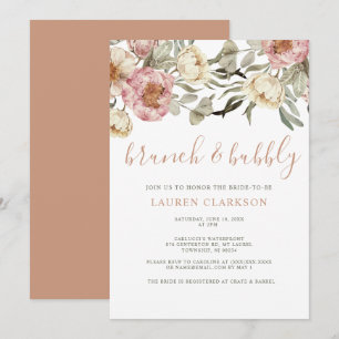 Dusty Pink Floral Brunch Brautparty Einladung
