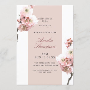 Dusty Pink Floral Cherry Blossom Brautparty Einladung