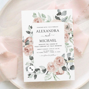 Dusty Pink Floral Eukalyptus Greenerenerity Weddin Einladung