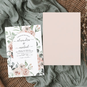 Dusty Pink Floral Eukalyptus Greenerity Wedding In Einladung
