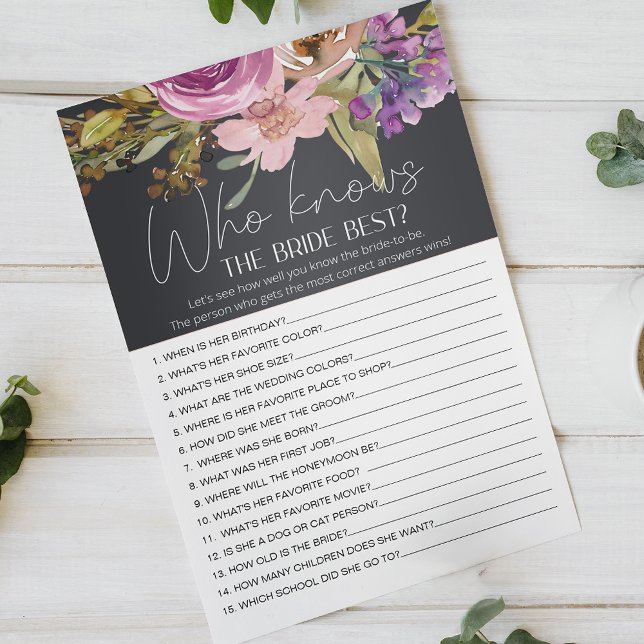 Dusty Pink Floral Game, die die Braut am besten ke Flyer (Von Creator hochgeladen)