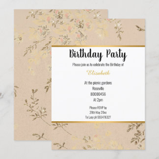 DUSTY PINK FLORAL GEMUSTERTER GEBURTSTAG EINLADUNG