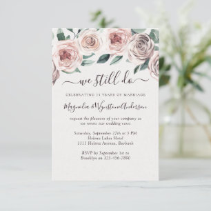 Dusty Pink Floral Rose Moderne Vow Erneuerung Einladung