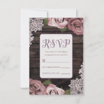 Dusty Pink Floral Rose Rustikales Holz & Spitzen H