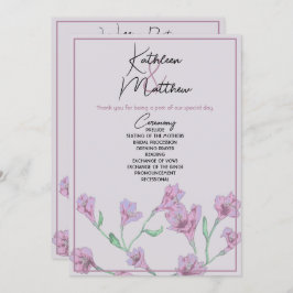 Dusty Pink Floral Watercolor Wedding Programm