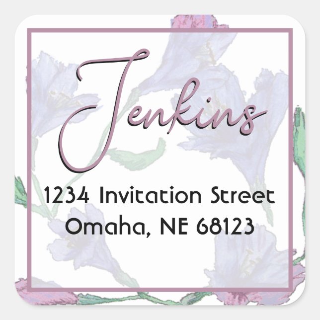 Dusty Pink Floral Watercolor Wedding Quadratischer Aufkleber (Vorderseite)
