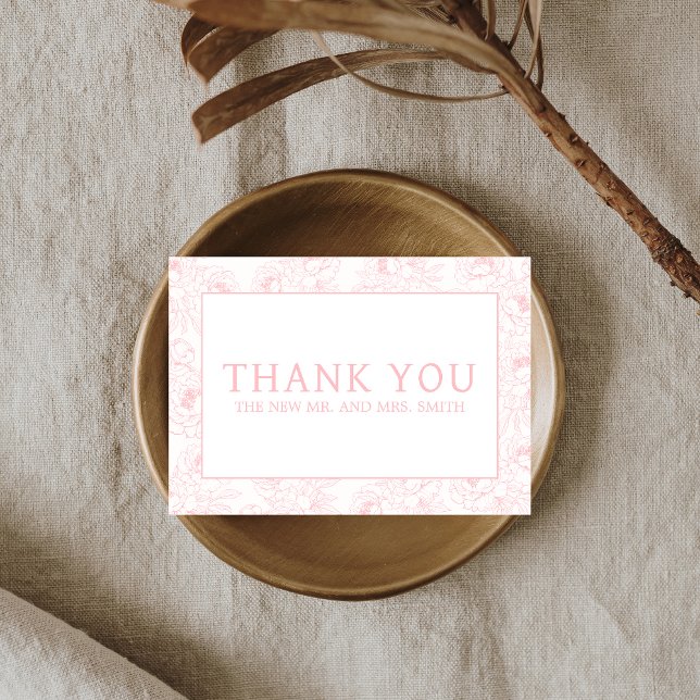 Dusty Pink Floral Wedding Dankeskarte (Dusty Pink Minimalist Floral Wedding Thank you Card)