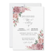 Dusty Pink Floral Wedding Invitation