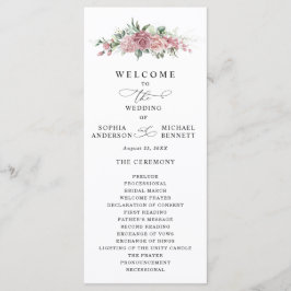 Dusty Pink Floral Wedding Program Programm