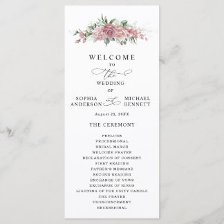 Dusty Pink Floral Wedding Program Programm