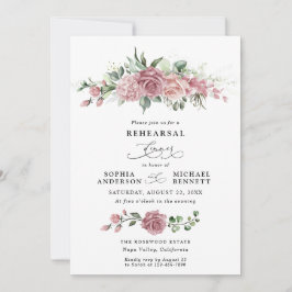 Dusty Pink Floral Wedding Rehearsal Dinner  Einladung