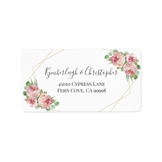Dusty Pink Geometric Wedding RSVP Rücksendeadresse Adressaufkleber (Vorne)