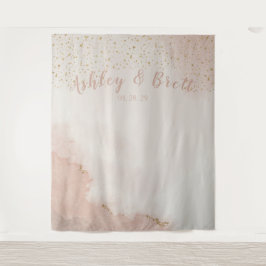Dusty Pink Glitzer Gold Wedding Foto Hintergrund Wandteppich