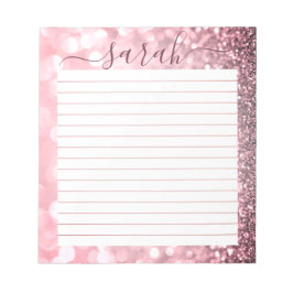 Dusty Pink Glitzer Lined Personalisiert Notizblock