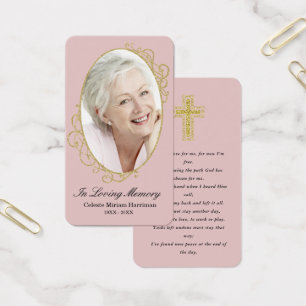 Dusty Pink Gold Foto Beileid Beerdigungskarte