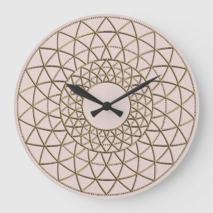 Dusty Pink Gold Metallic Kreis Design Große Wanduhr