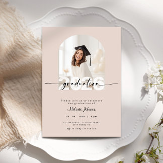 Dusty Pink Graduation Invitation with Photo - 2026 Einladung