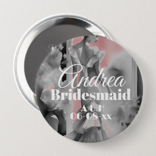 Dusty Pink/Grau Wasserfarbe Schöne Bridesmaid Button