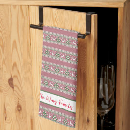 Dusty Pink Green und White Fair Isle Weihnachten Geschirrtuch