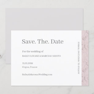 Dusty Pink Grey White Marble Save the Date Hochzei Einladung