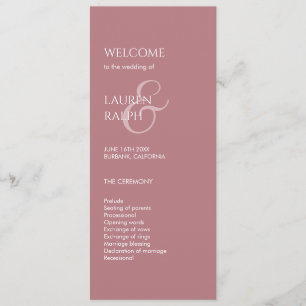 Dusty Pink Ivory Monogram Welcome Wedding Programm