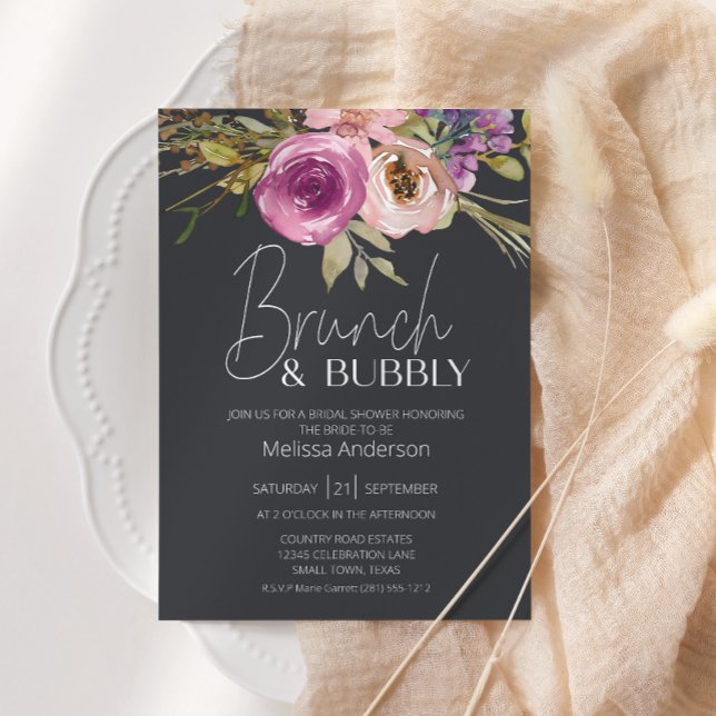 Dusty Pink Lila Blumenkohle Bridal Brunch Einladung (Von Creator hochgeladen)