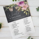 Dusty Pink Lila Blumenspiel Flyer<br><div class="desc">Was ist in deinem Brautparty Purse? Aquarellfarbene, rosa und violette Blumen auf kohlebeständigem Hintergrund. In unserem Zazzle-Shop finden Sie passende Artikel, um Ihre Veranstaltungskollektion abzuschließen!</div>